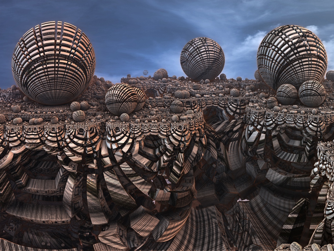 Шары на необычной поверхности 3д графика