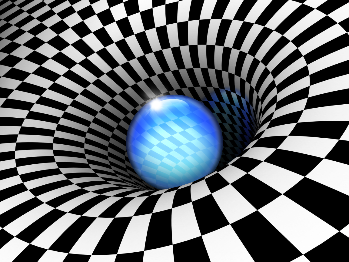 Черно - белая воронка с неоновым шаром