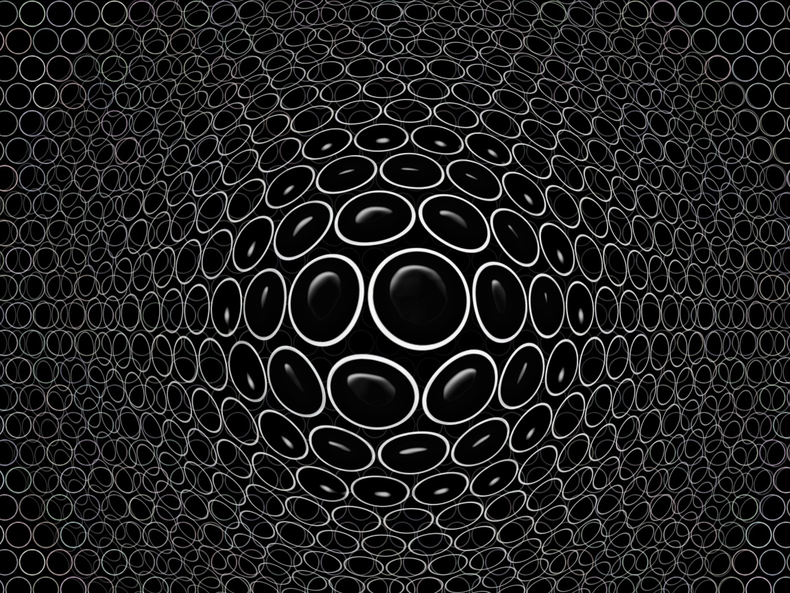 Белые круги на черном фоне 3д графика
