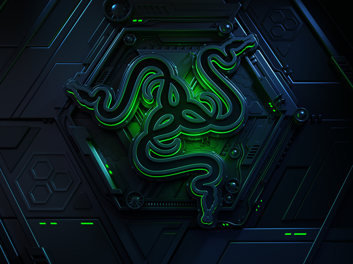 Логотип компании  Razer на черном фоне
