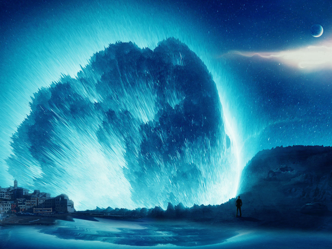 Фантастическая волна в небе над городом