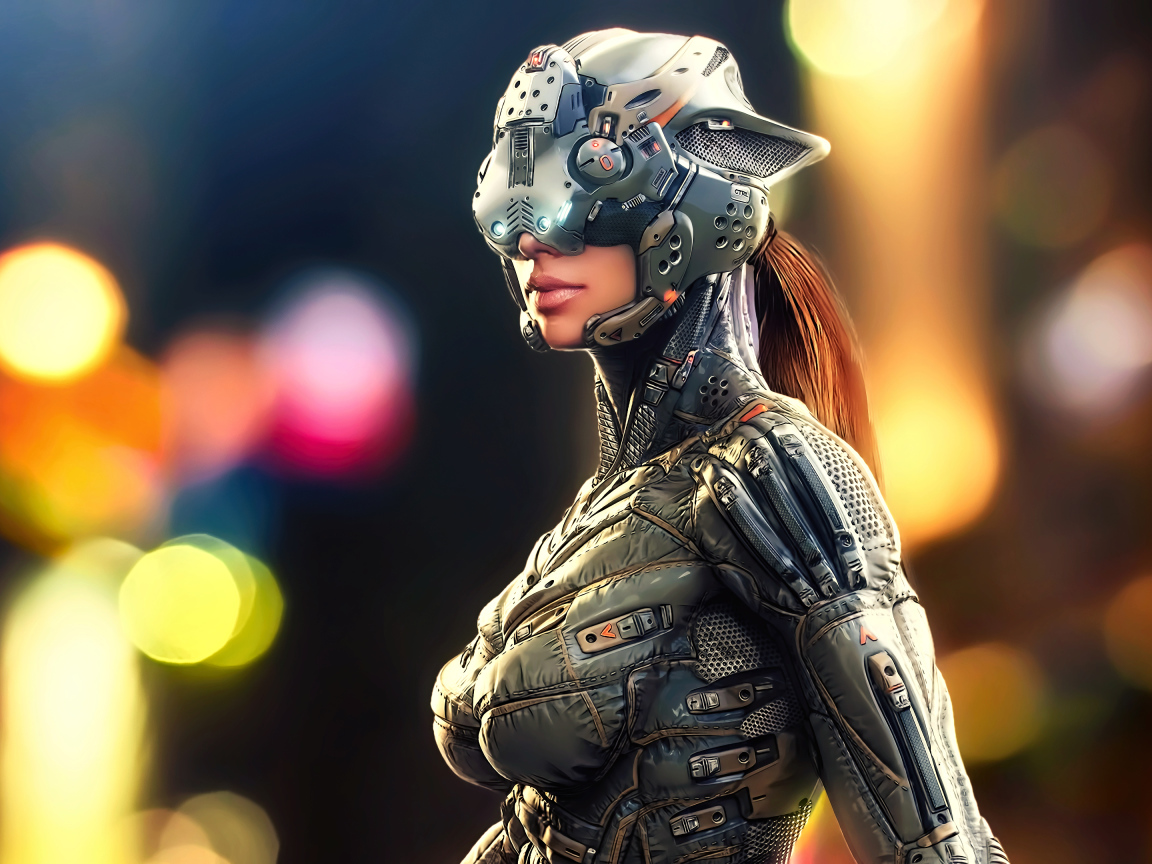Girl dressed as a cyborg