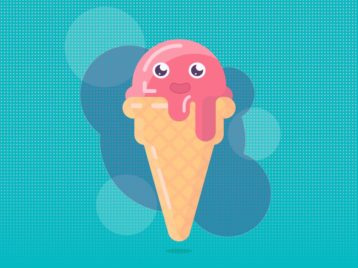 Мороженое рожок на голубом фоне