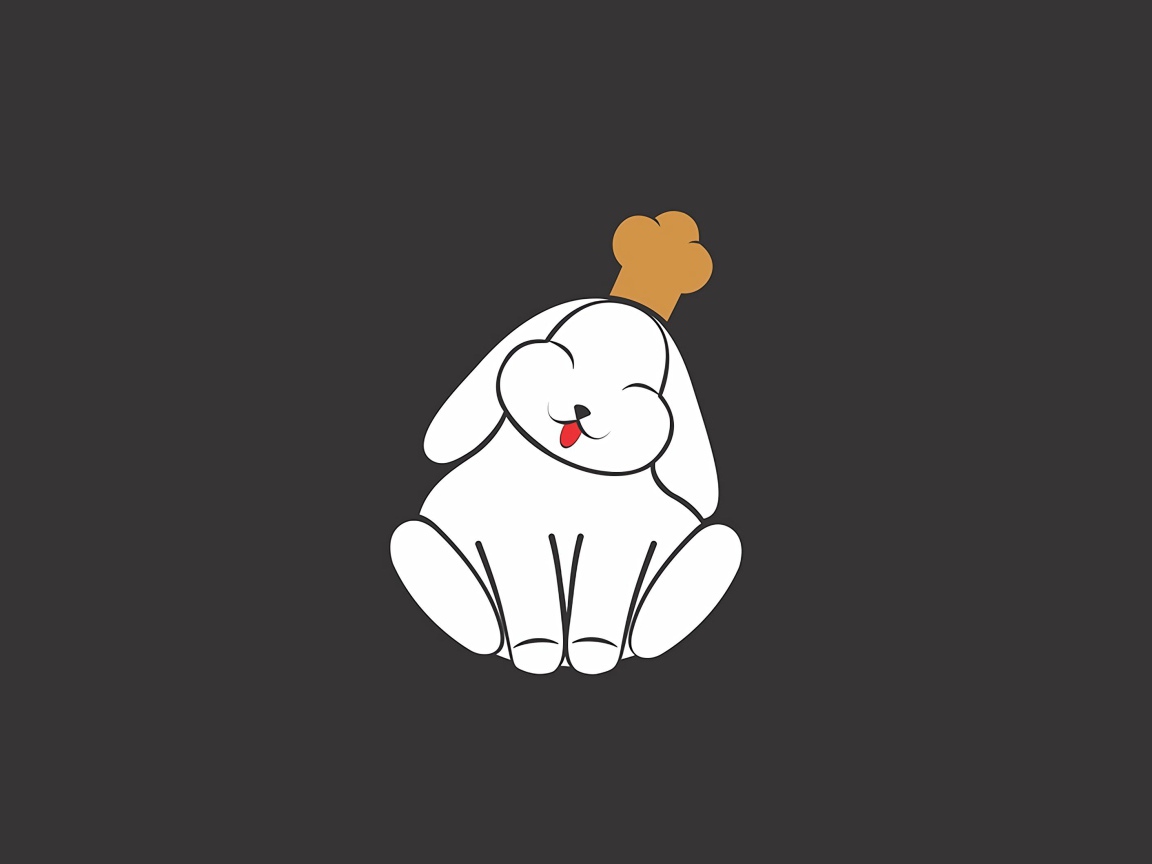 Кролик в поварской шапке на сером фоне