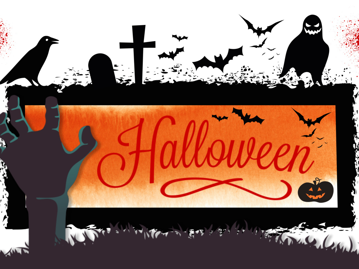 Надпись Хэллоуин на белом фоне