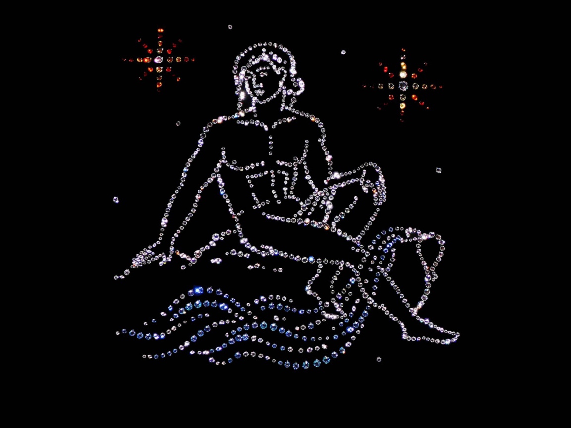 Блестящий знак зодиака водолей  на черном фоне