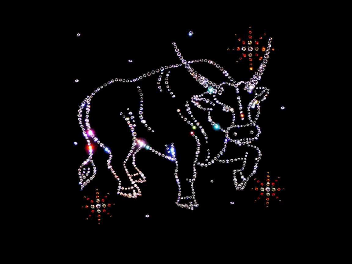 Brilliant zodiac sign Taurus on a black background.