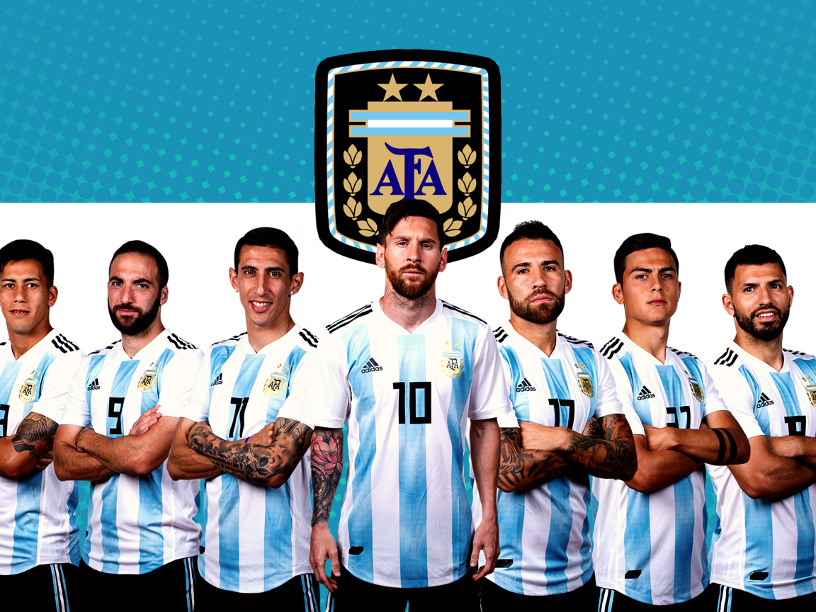 Argentina national football team on flag background