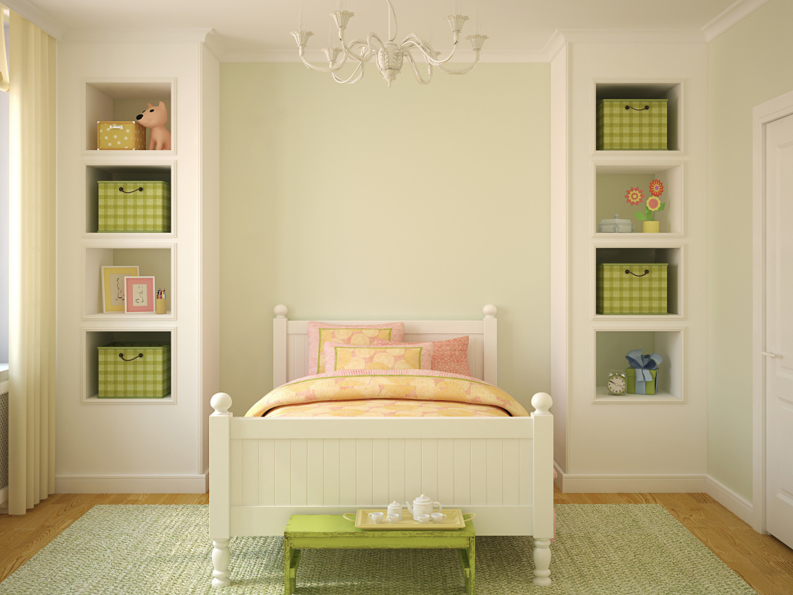 Детская комната с кроватью и шкафом