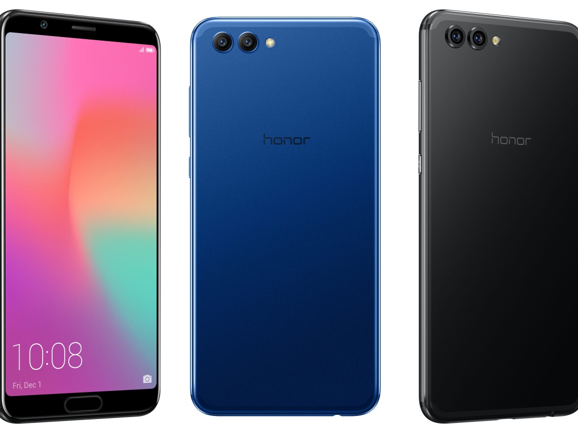 Новый смартфон Honor 10 на белом фоне