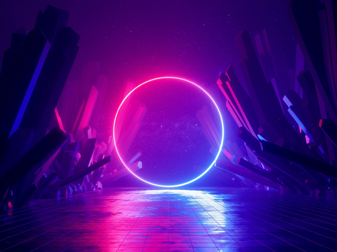 Большой яркий неоновый круг 