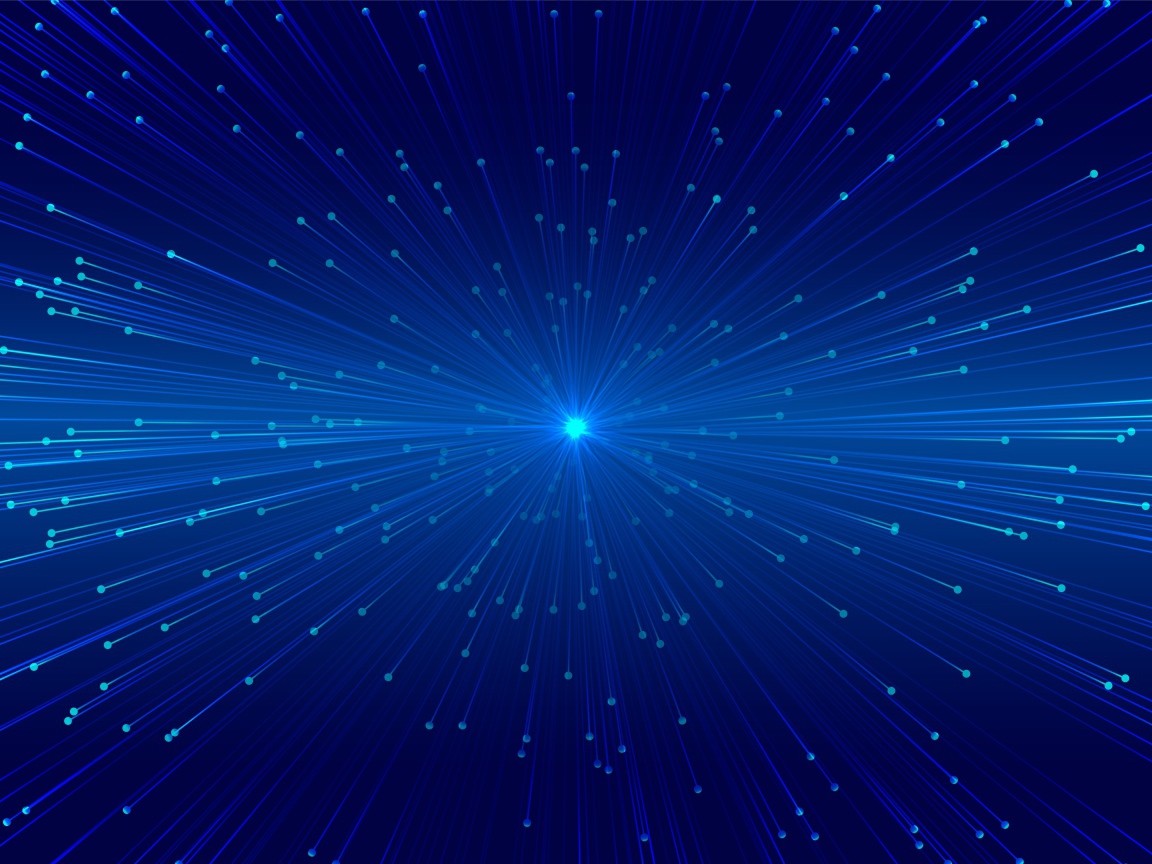 Яркие лучи вылетают из голубой точки 