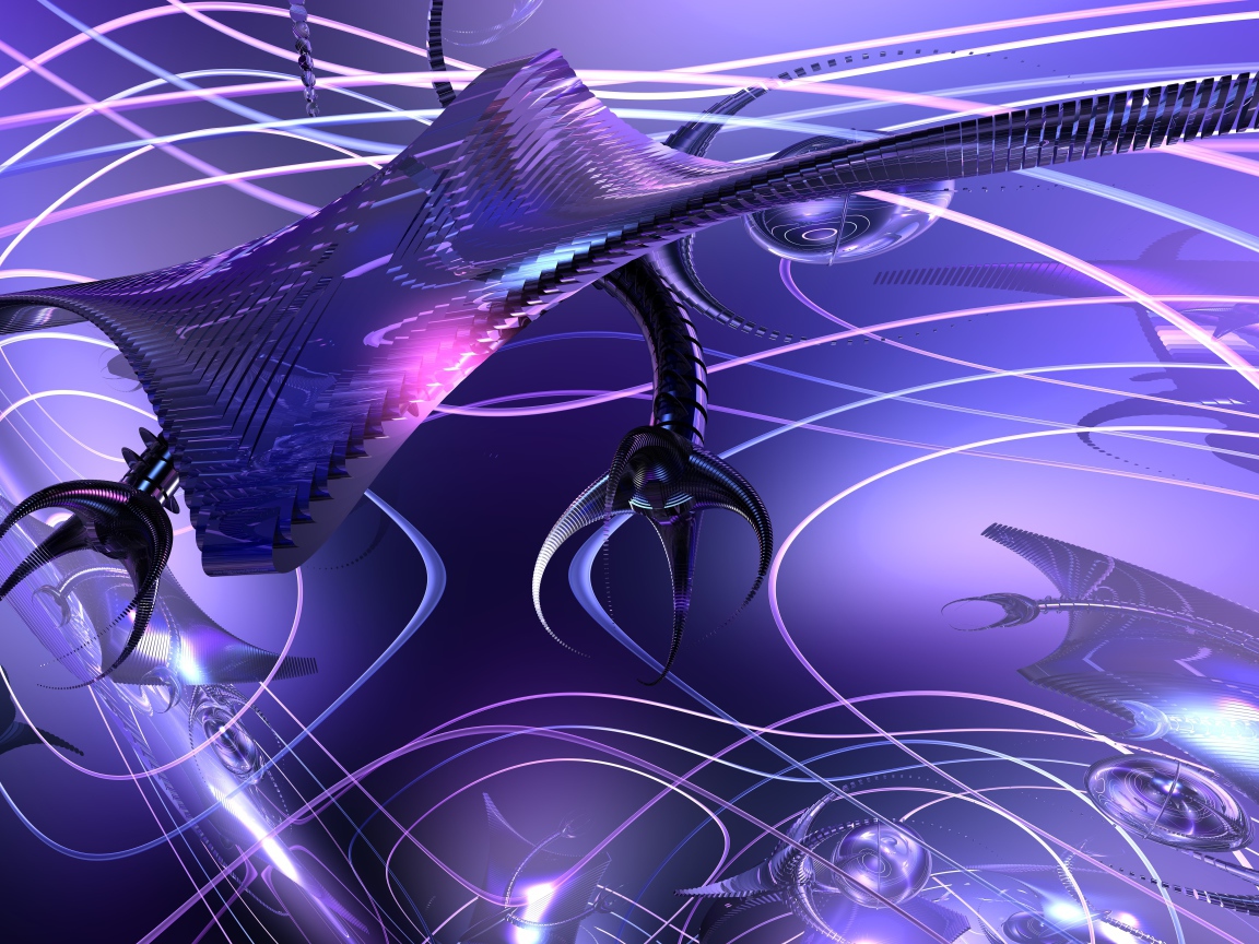 Футуристический 3д рисунок с неоновым светом