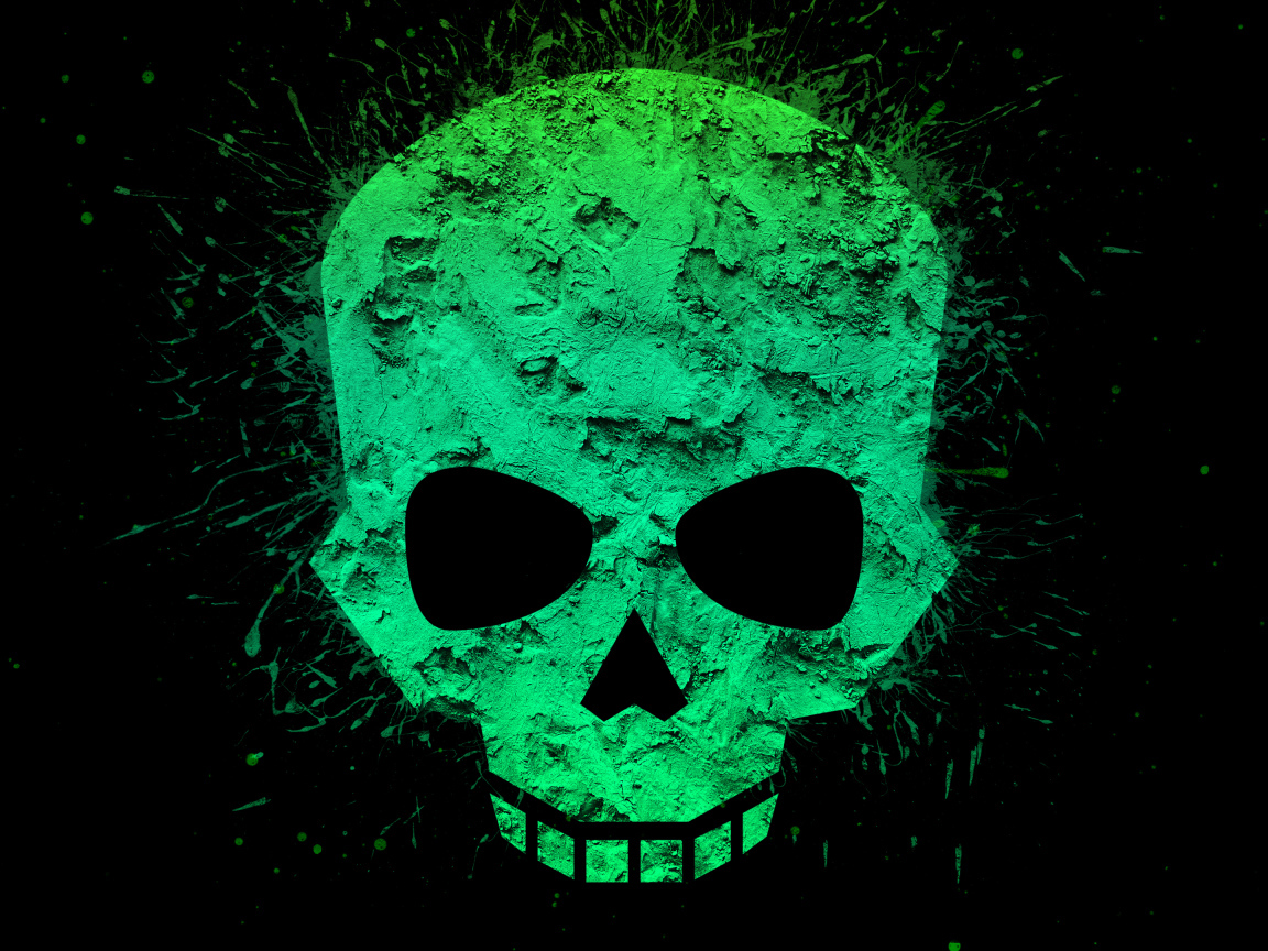 Зеленый череп на черном фоне