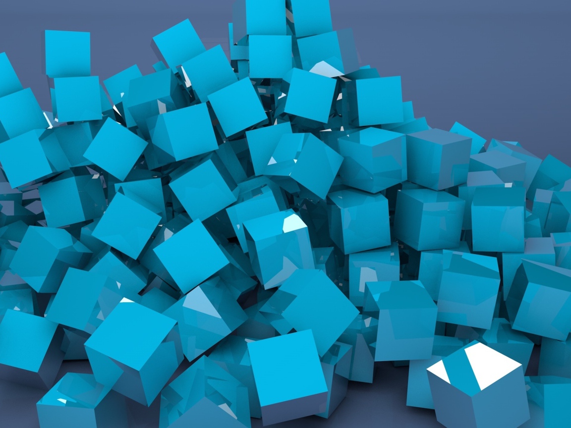 Many blue 3d squares on a gray background