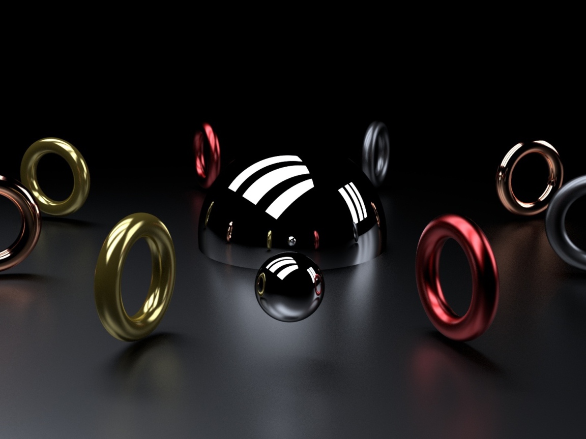 Multicolored 3d rings on a gray background