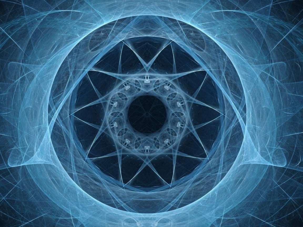 Неоновый симметрический фрактальный рисунок 