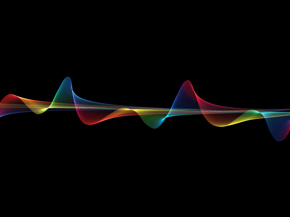 Осциллограмма цвета радуги на черном фоне