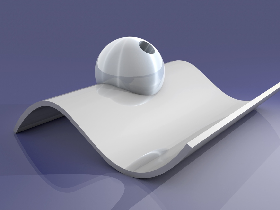 Белый 3д знак с шаром на сером фоне 