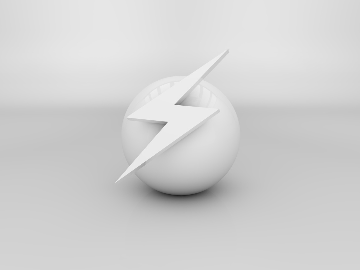 Белый шар с молнией на белом фоне