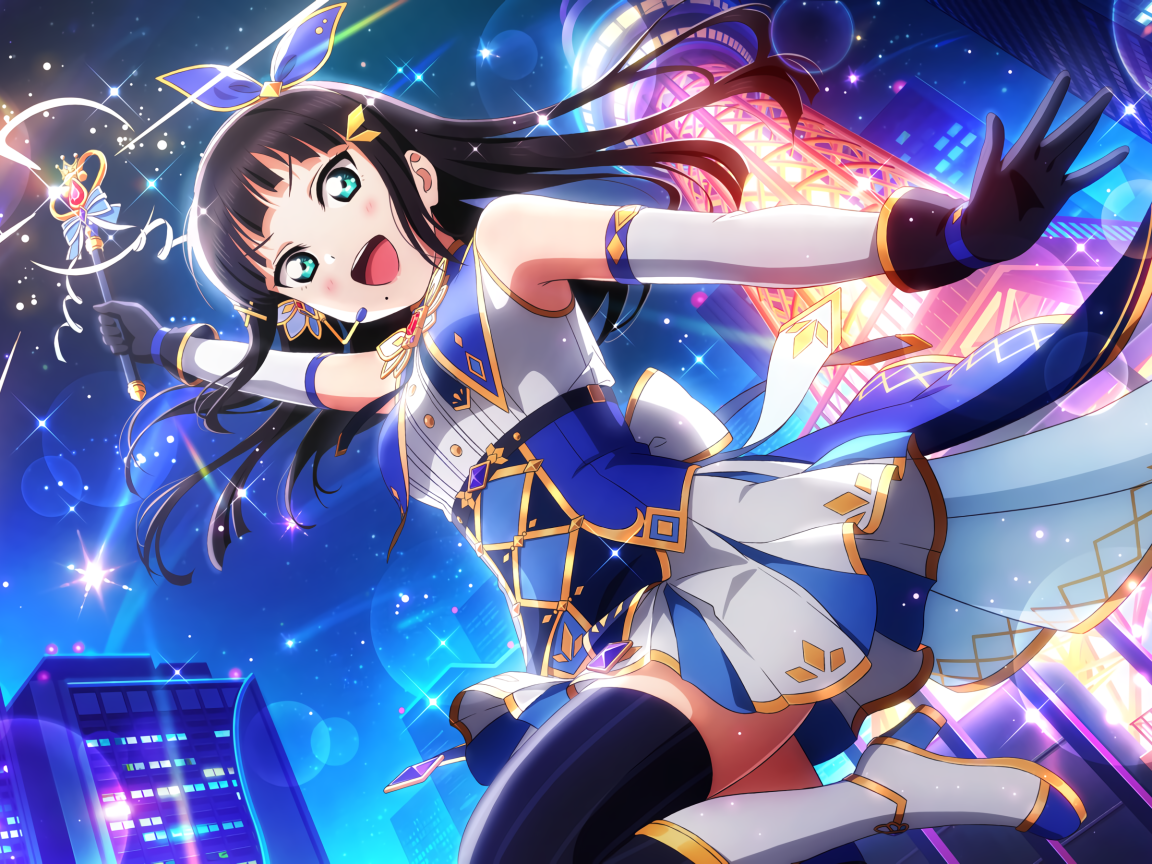 Девушка аниме с волшебной палочкой в руке