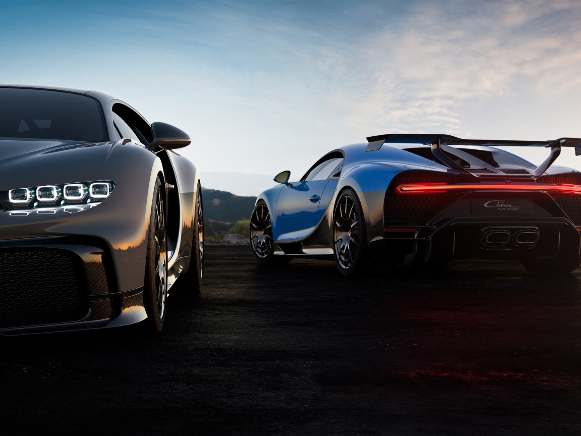 Два автомобиля Bugatti Chiron Pur Sport 2020 года 