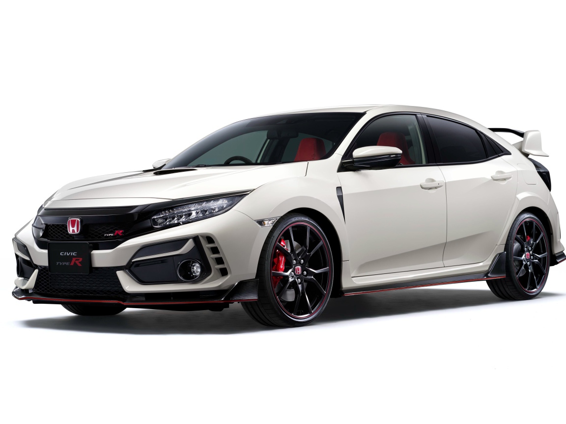 Белый автомобиль Honda Civic Type R 2020 года