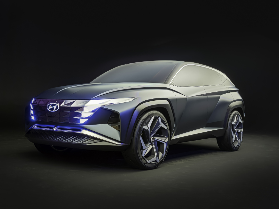 Серебристый автомобиль Hyundai Vision T Concept 2019 года