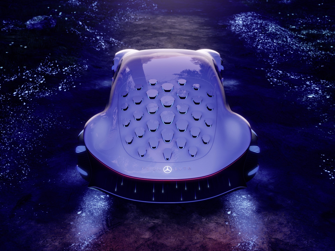 Футуристический автомобиль Mercedes-Benz VISION AVTR 2020 года с неоновой подсветкой 
