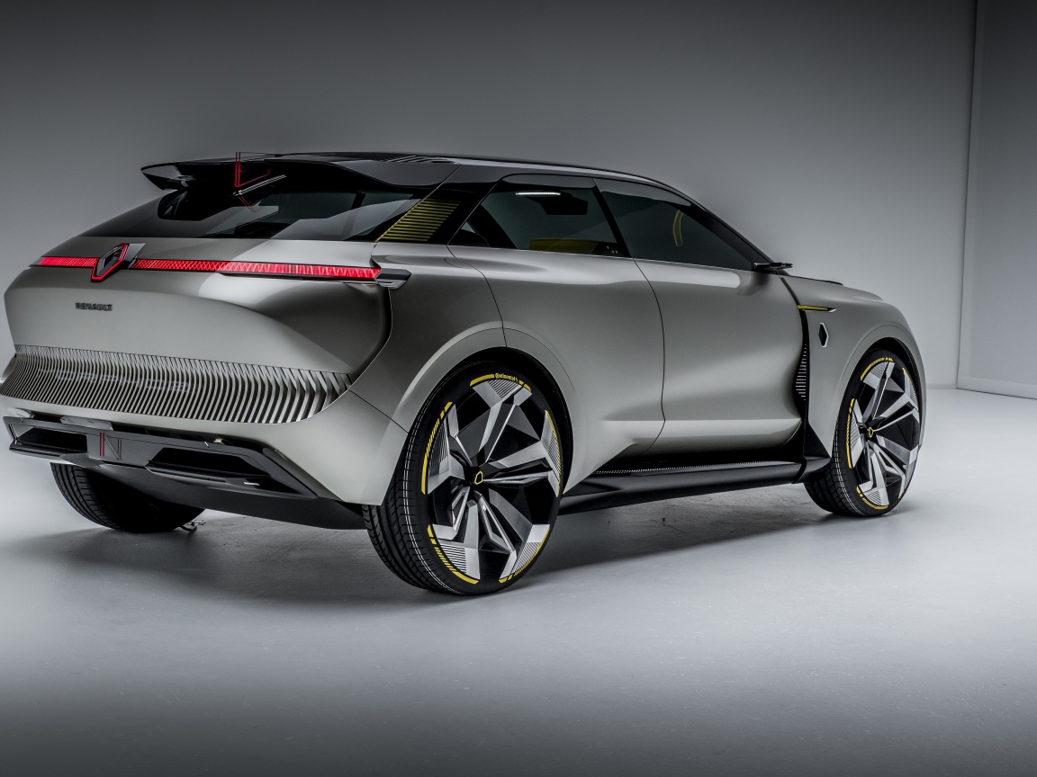 Серебристый автомобиль Renault Morphoz 2020 года вид сзади