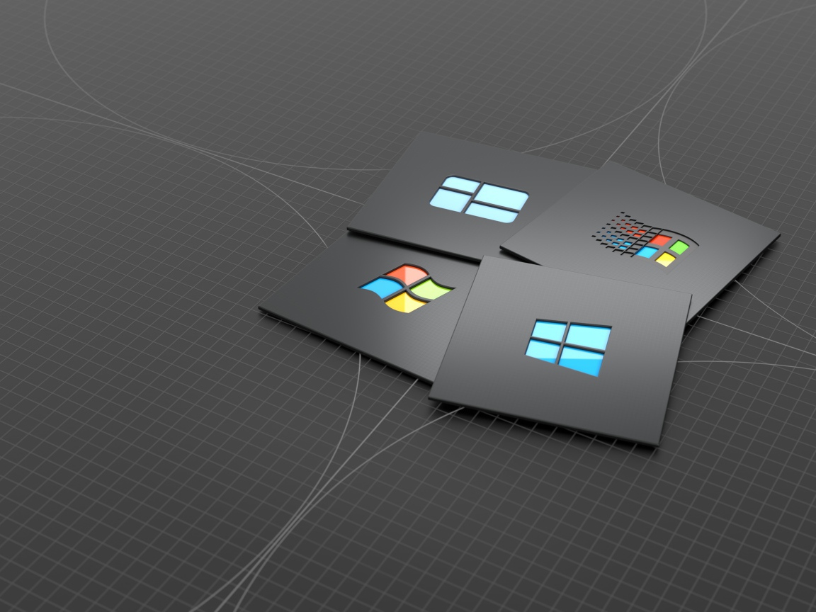Квадраты Windows 10 на сером фоне 