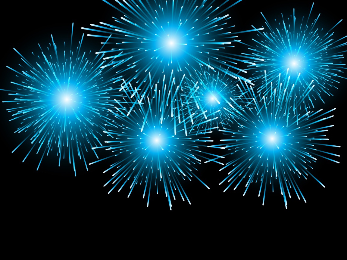 Яркий голубой салют на черном фоне