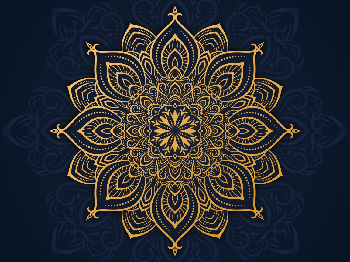 Красивый золотистый рисунок на синем фоне