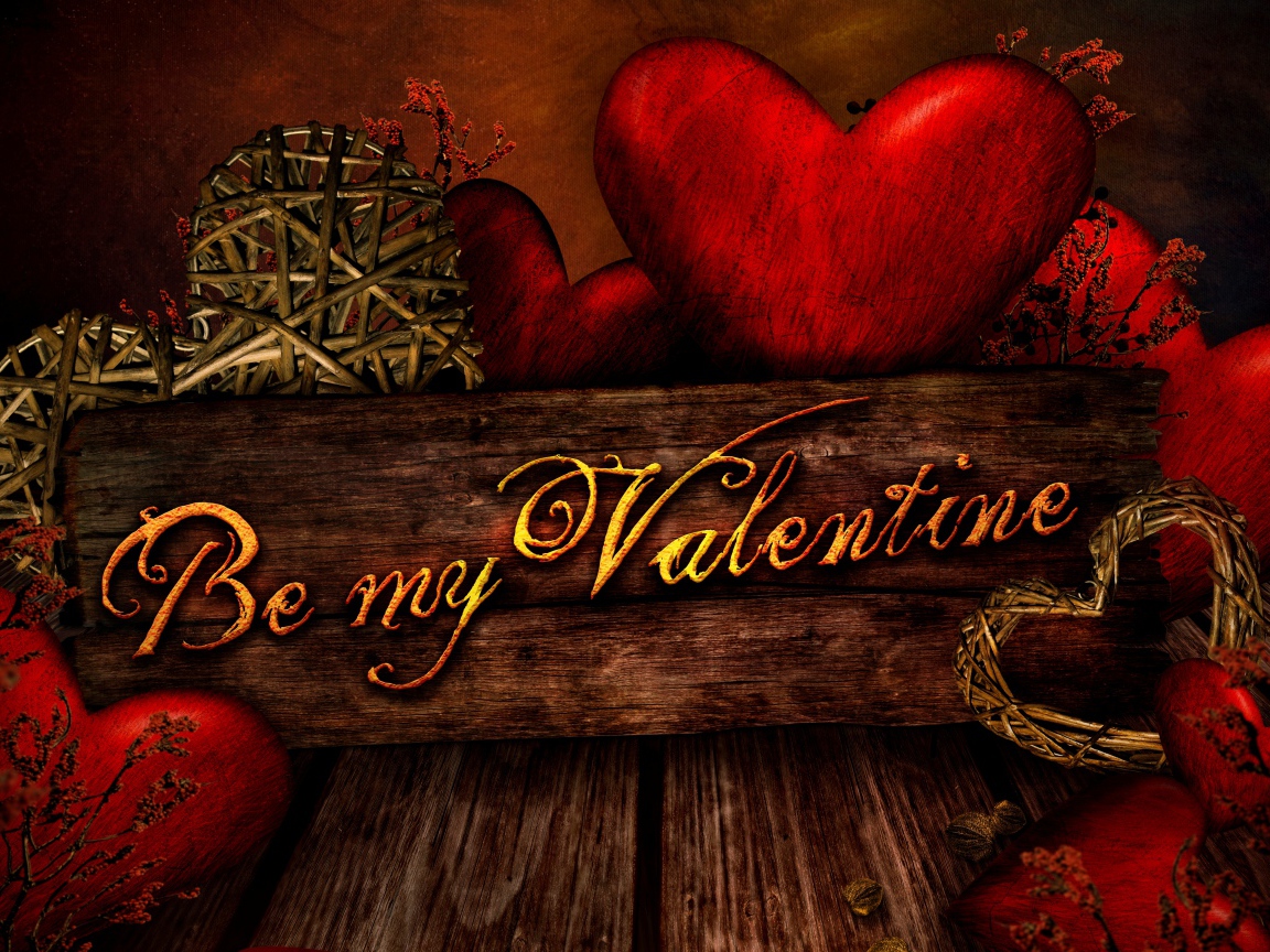 Надпись на доске с сердечками на День Святого Валентина