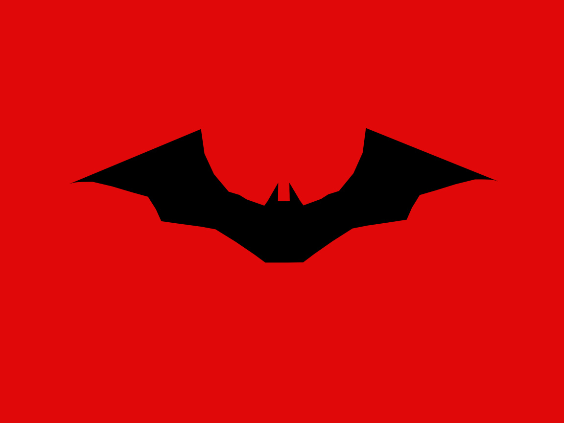 Логотип нового фильма Бэтмен на красном фоне