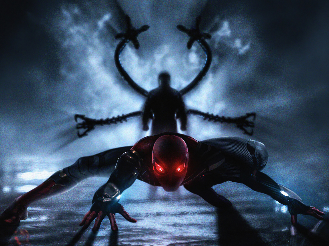 Супергерой спайдермен готовится в атаке