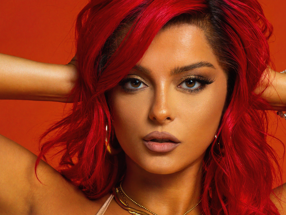 Американская певица Биби Рекса с красными волосами  крупным планом