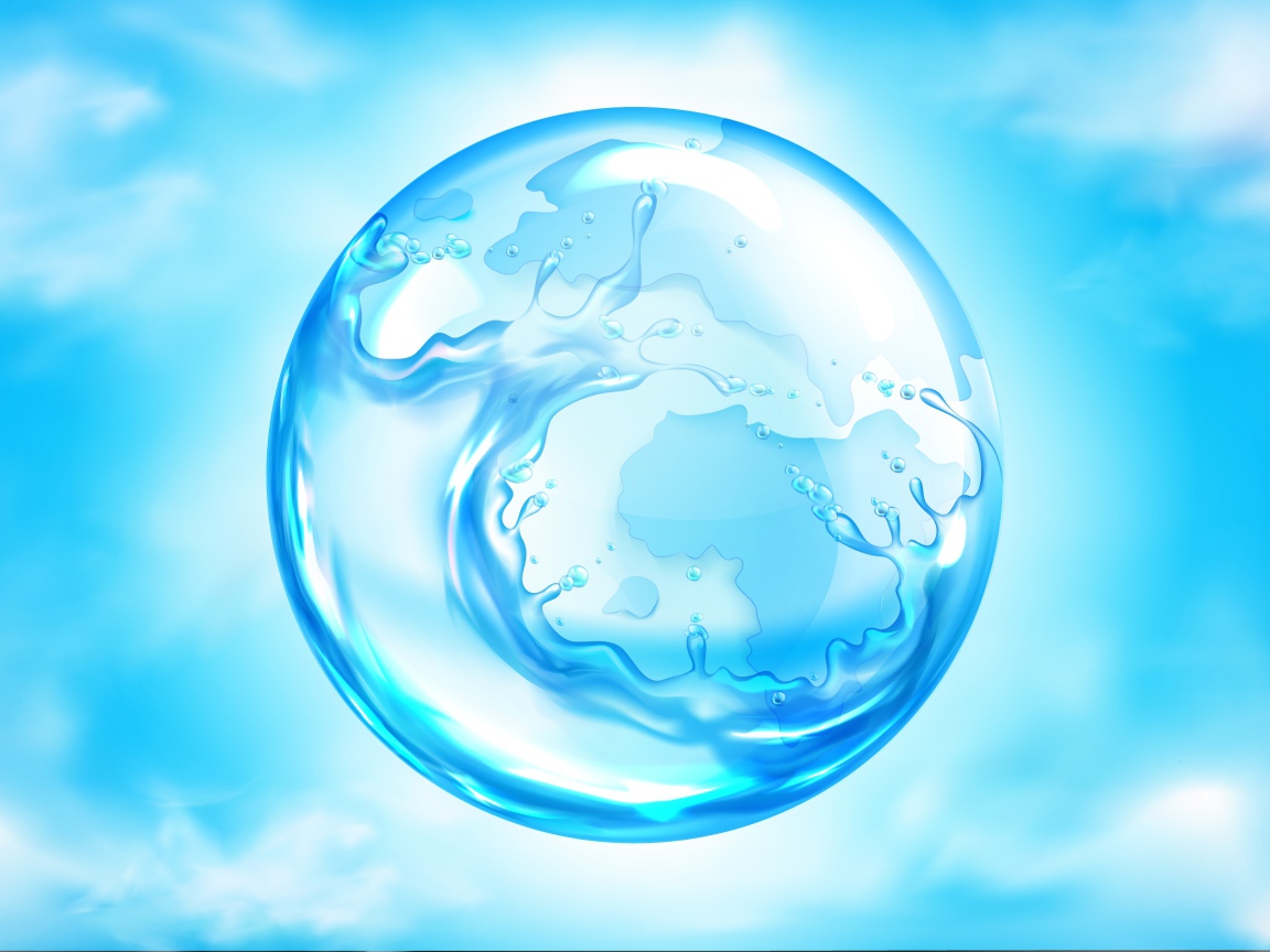 Голубой водный пузырь в воздухе