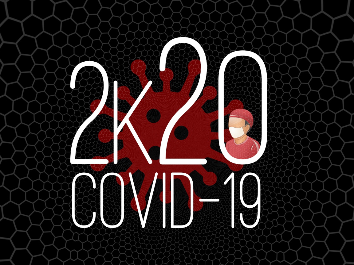 Надпись COVID-19 на черном фоне