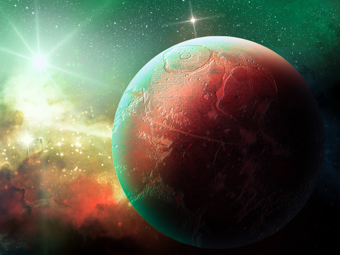 Большая планета в космосе яркими звездами