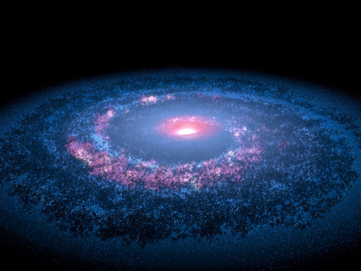 Голубая космическая спираль на черном фоне