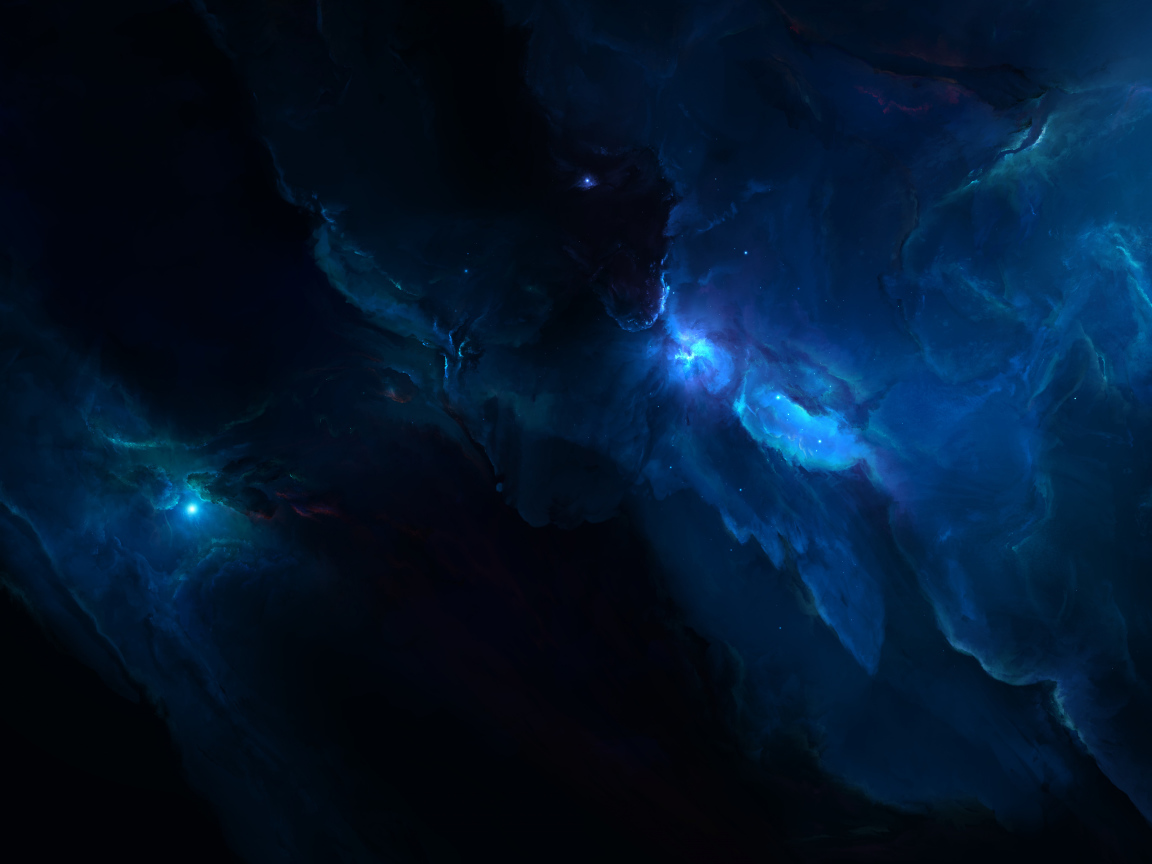 Звезды в синем туманном космосе 