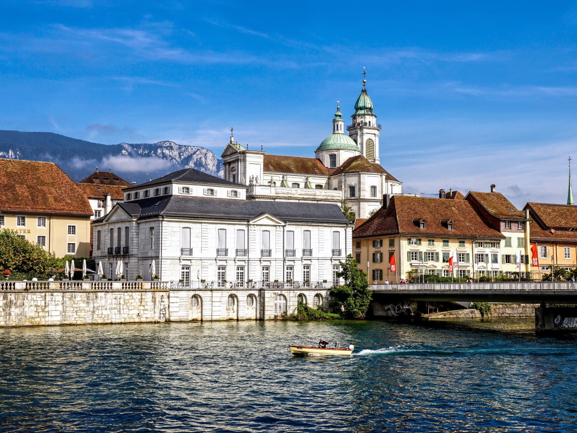 View of the beautiful Solothurn Cathedral, St. Ursus Cathedral, Switzerland