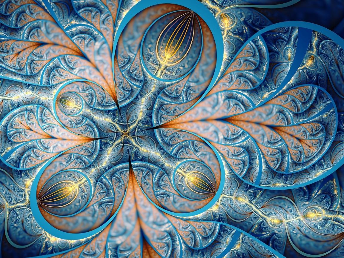 Красивый фрактальный голубой 3д рисунок 