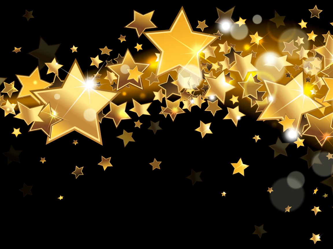 Яркие золотые звезды на черном фоне