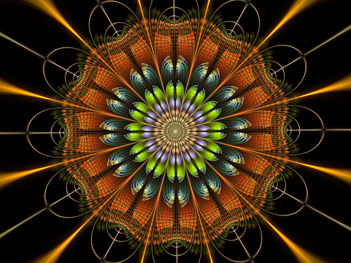 Цифровой цветок мандала крупным планом