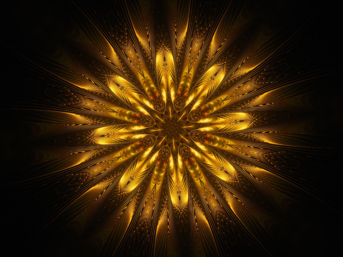 Золотой цветок мандала на черном фоне