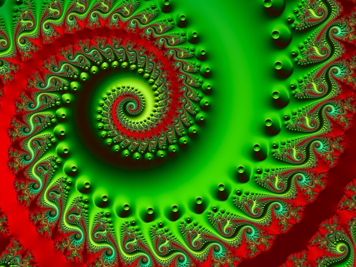 Зелено-красная абстрактная спираль 