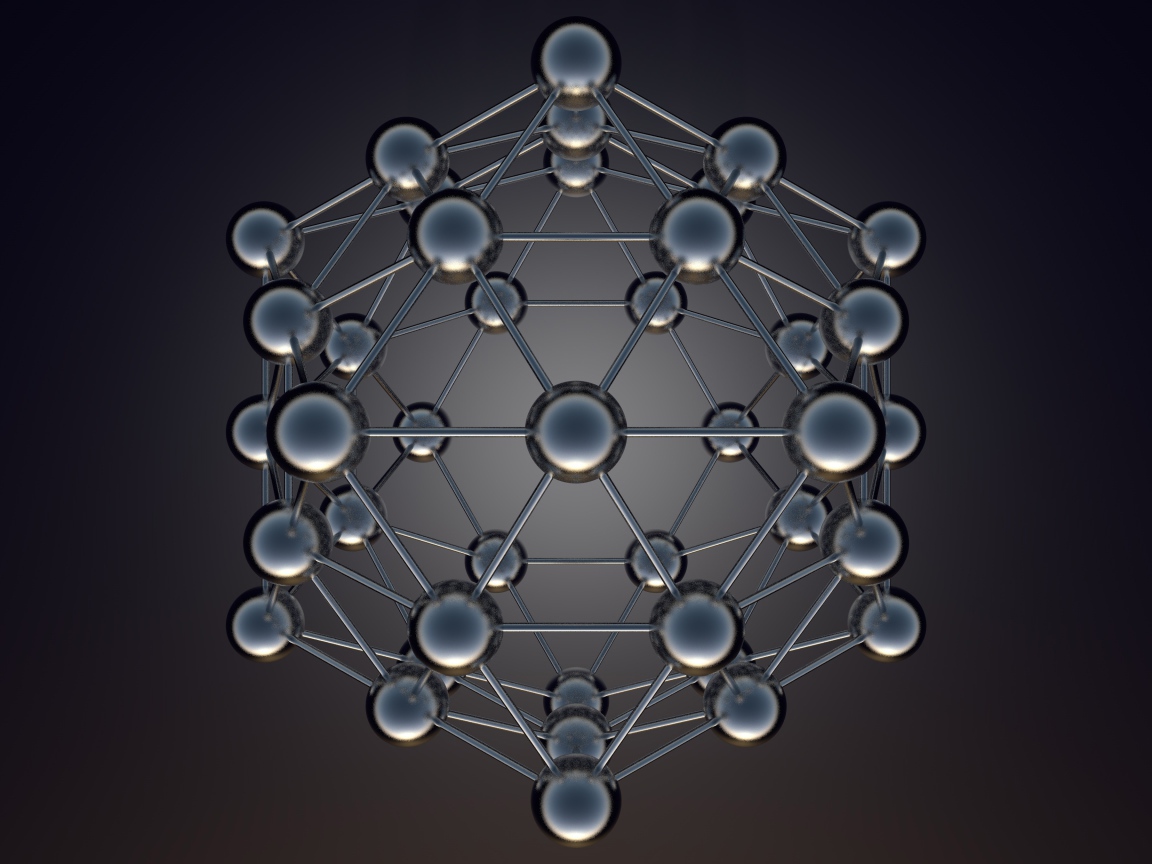 Икосаэдральная модель на сером фоне 3д графика