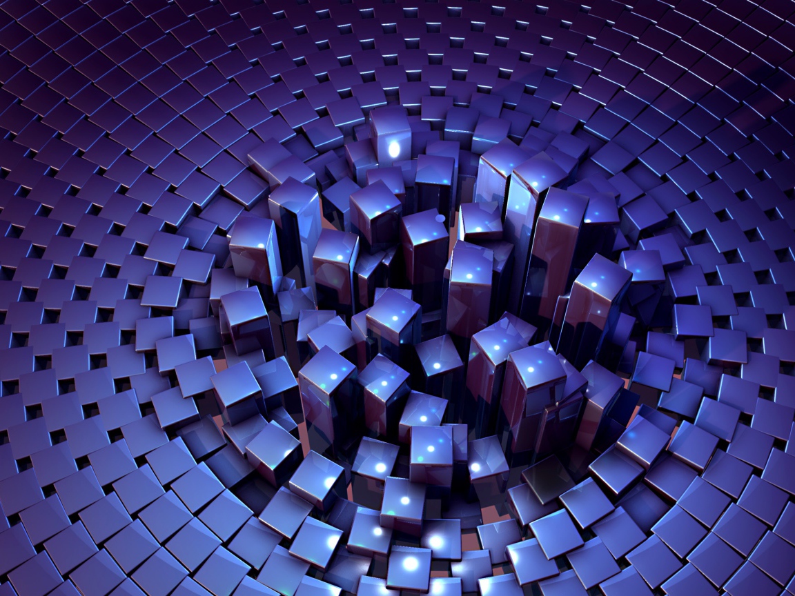 Много фиолетовых кубов 3д графика